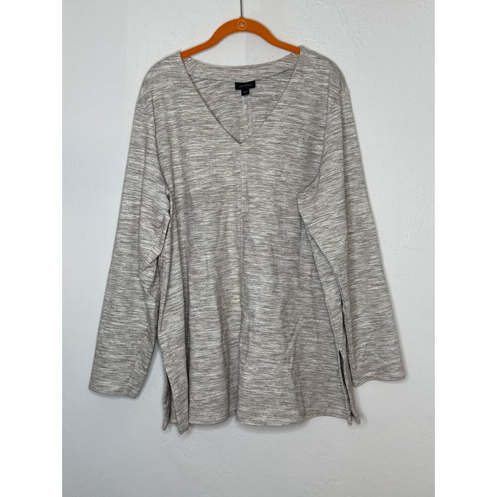 J. JIll Wearever Collection Space Dye Tan Long Sleeve V-Neck Tunic Blouse XL